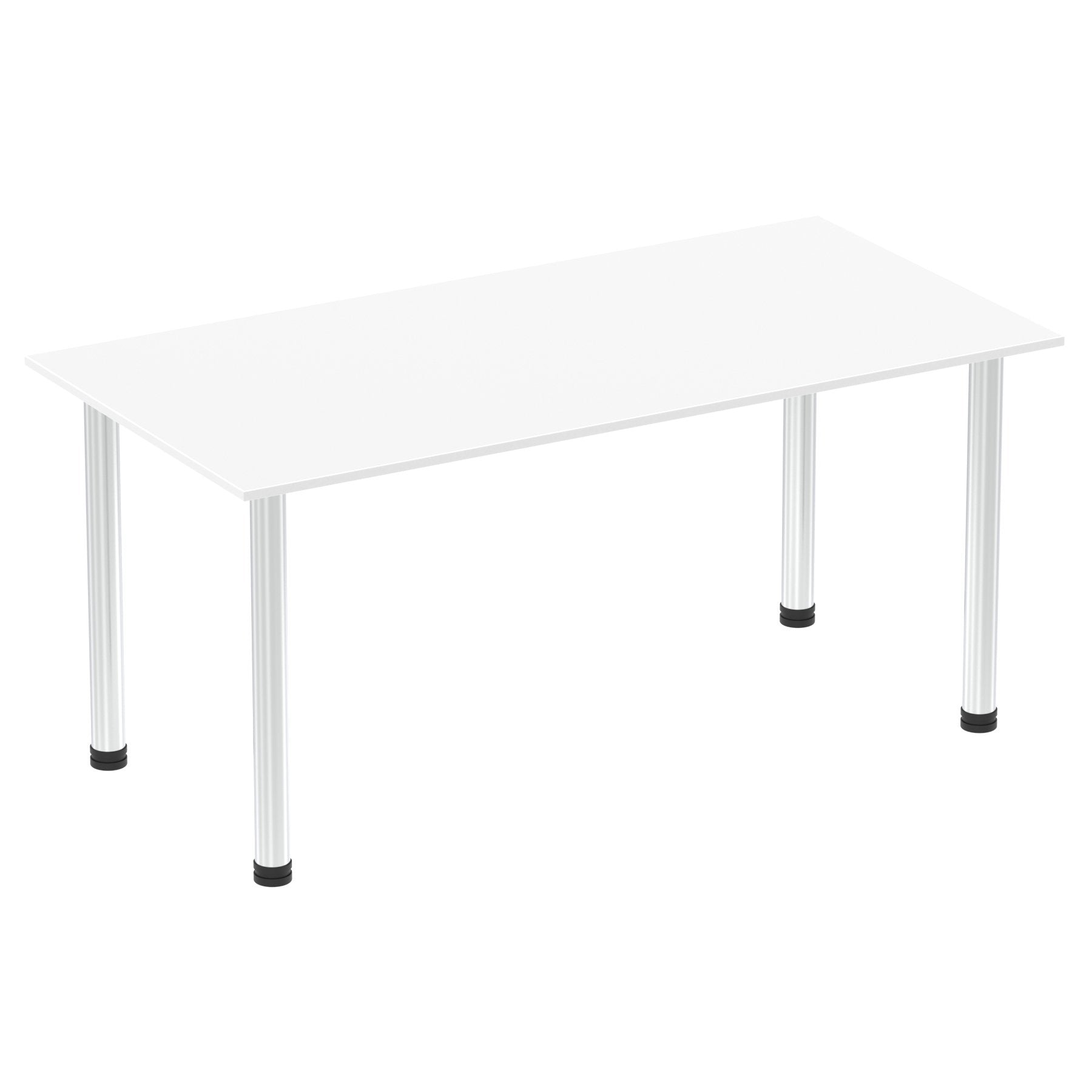 Impulse 1600mm Straight Table White Top Chrome Post Leg I003594 DD