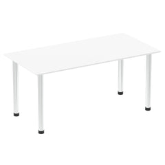 Impulse 1600mm Straight Table White Top Chrome Post Leg I003594 DD