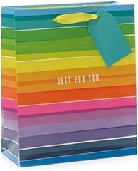 Collage Medium Gift Bag Rainbow Stripes Just for You
