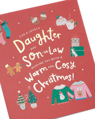 UK Greetings Christmas Card for Daughter & Son-in-Law - Sweet Cosy Design