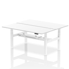 Dynamic Air Back-to-Back W1800 x D800mm Height Adjustable Sit Stand 2 Person Bench Desk With Cable Ports White Finish White Frame - HA02674 DD