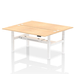 Dynamic Air Back-to-Back W1800 x D800mm Height Adjustable Sit Stand 2 Person Bench Desk With Cable Ports Maple Finish White Frame - HA02638 DD