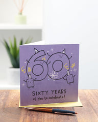 UK Greetings 60th Birthday Card for Him/Her/Friend - Purple Design