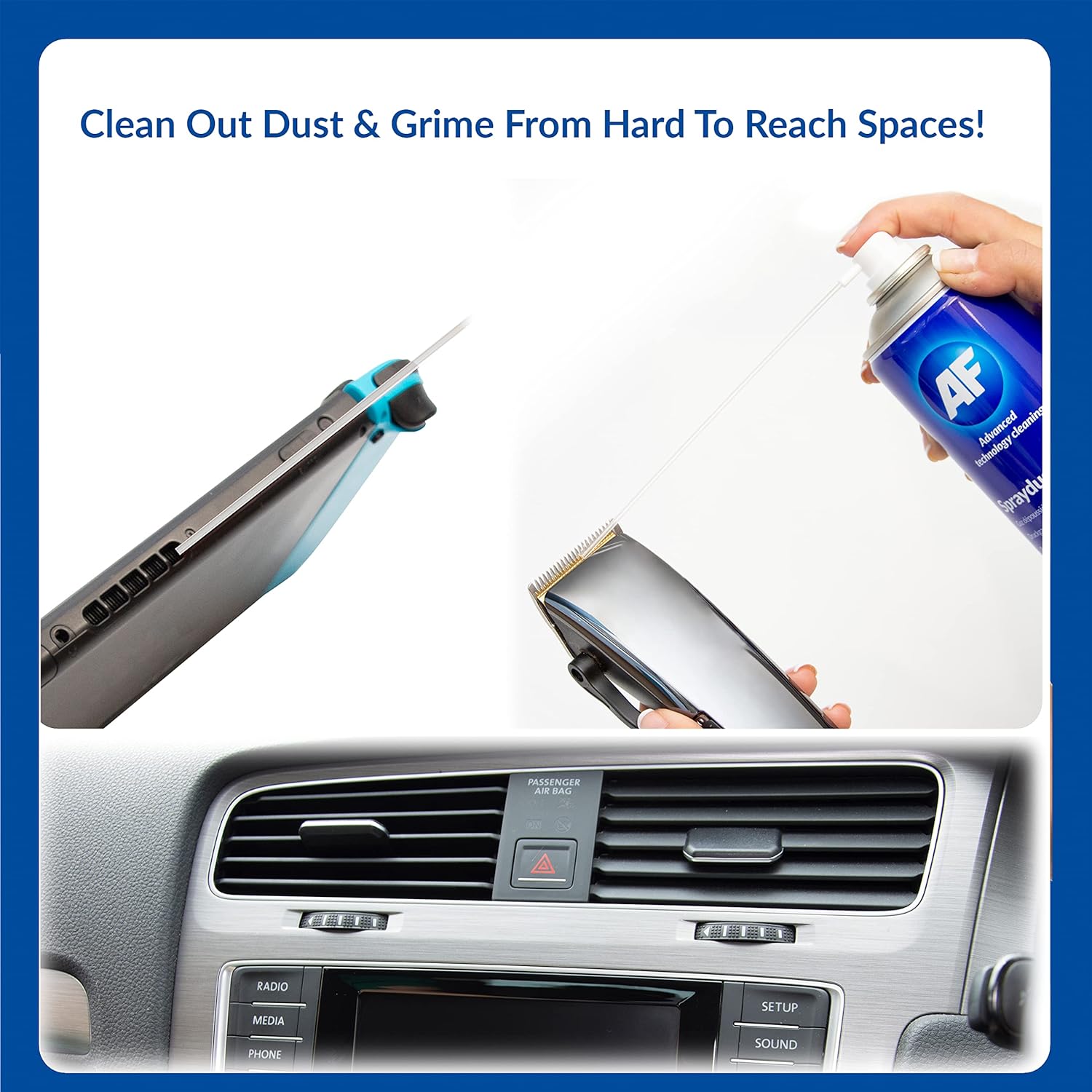 AF Professional Non Flammable Spray duster / Air Duster Compressed Gas Can Spray � For Office PC Cleaning / Keyboard Dust Cleaner / Industrial electronics / Fans etc. Non-Invertible - 342ml, SDU400D