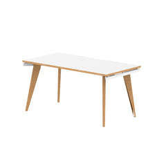 Oslo 1400mm Single Starter Desk White Top Natural Wood Edge White Frame OSL0119 DD