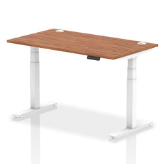 Dynamic Air 1400 x 800mm Height Adjustable Desk Walnut Top Cable Ports White Leg HA01106 DD