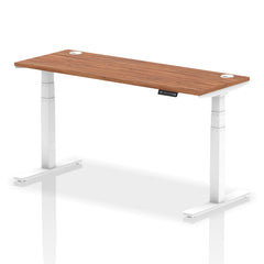 Dynamic Air 1600 x 600mm Height Adjustable Desk Walnut Top Cable Ports White Leg HA01147 DD