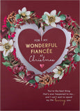 Hallmark Boxed Christmas Card for Fiancée – Traditional Heart & Wreath Design