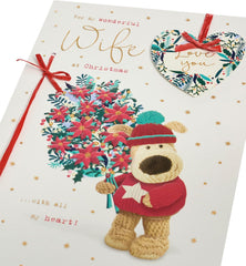 Boofle Holding Bouquet Wife Christmas Card