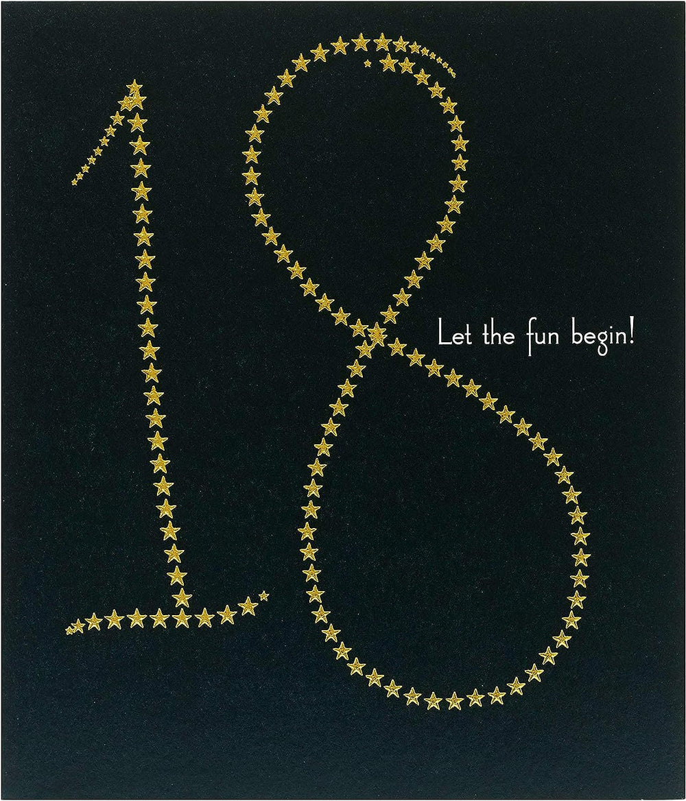 Gold Foil Stars Design Age 18 Birthday Card