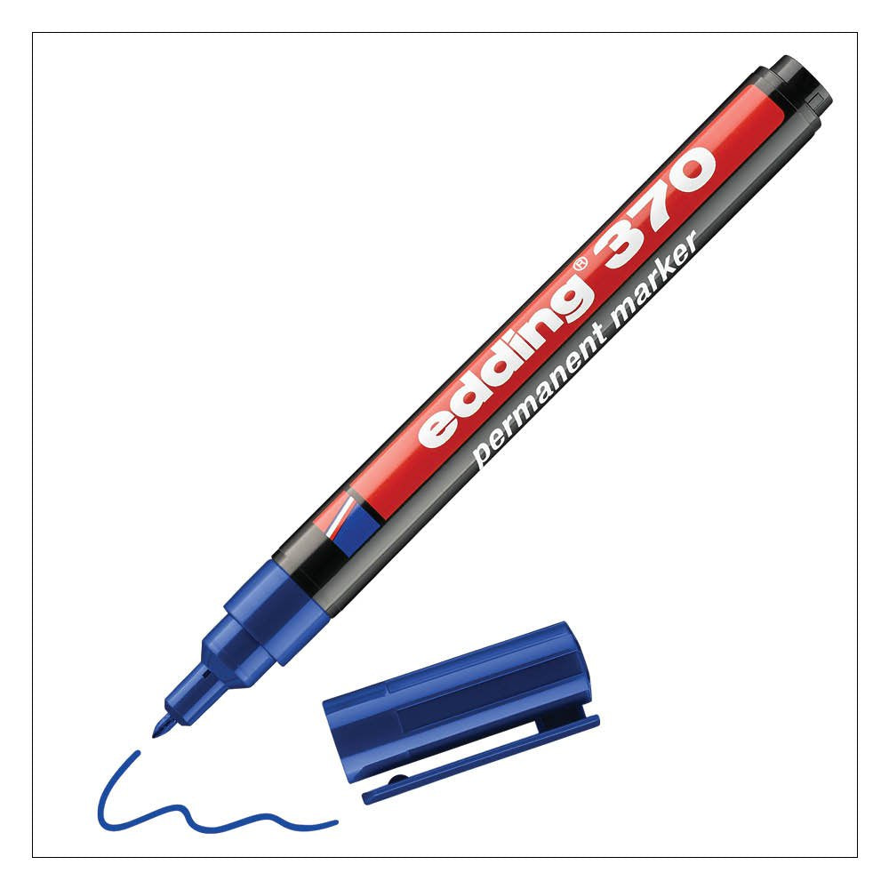 edding 370 Permanent Marker Bullet Tip 1mm Line Blue (Pack 10) - 4-370003