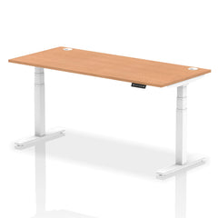 Dynamic Air 1800 x 800mm Height Adjustable Desk Oak Top Cable Ports White Leg HA01120 DD