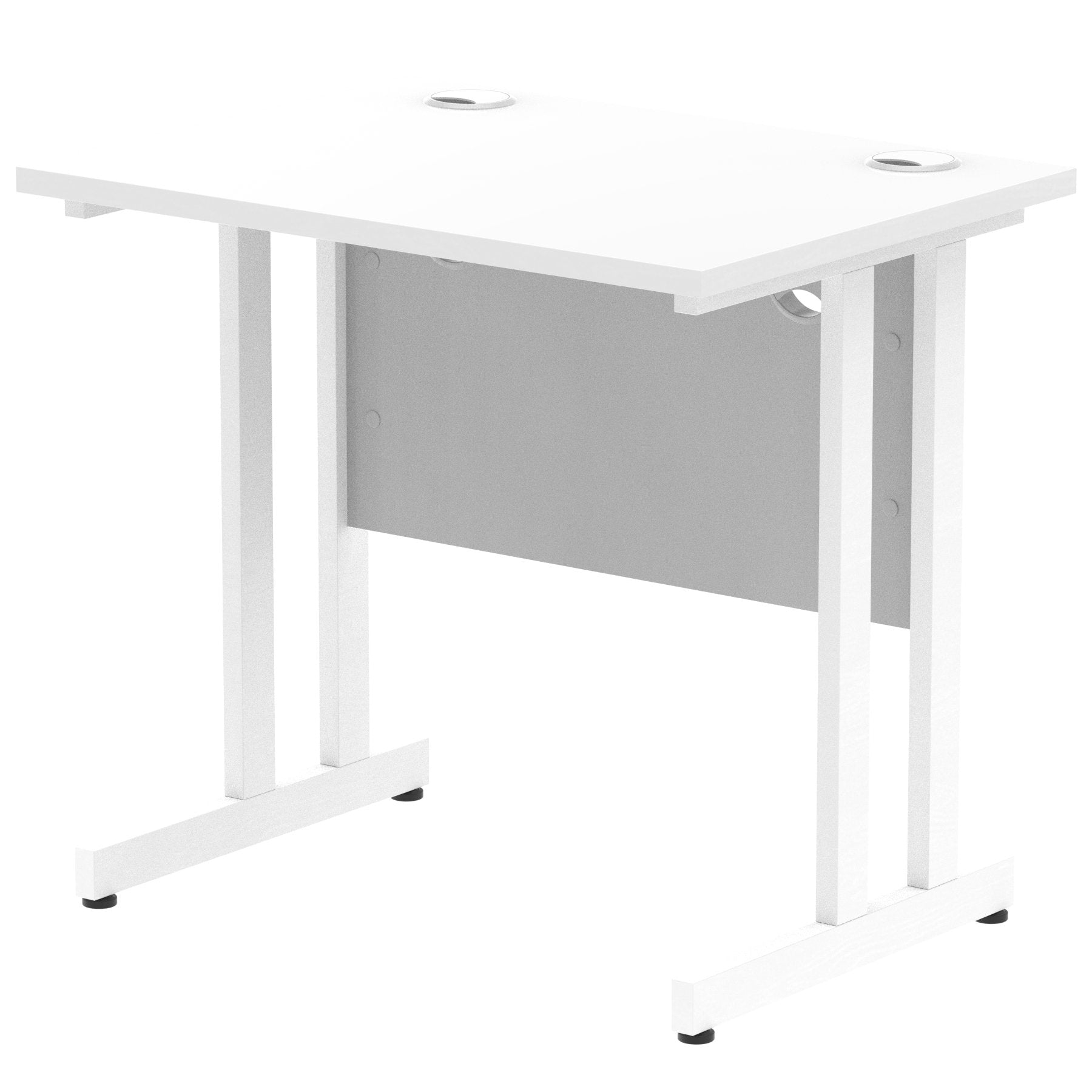 Impulse 800 x 600mm Straight Desk White Top White Cantilever Leg MI002895 DD