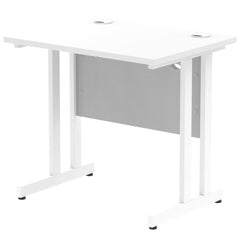 Impulse 800 x 600mm Straight Desk White Top White Cantilever Leg MI002895 DD