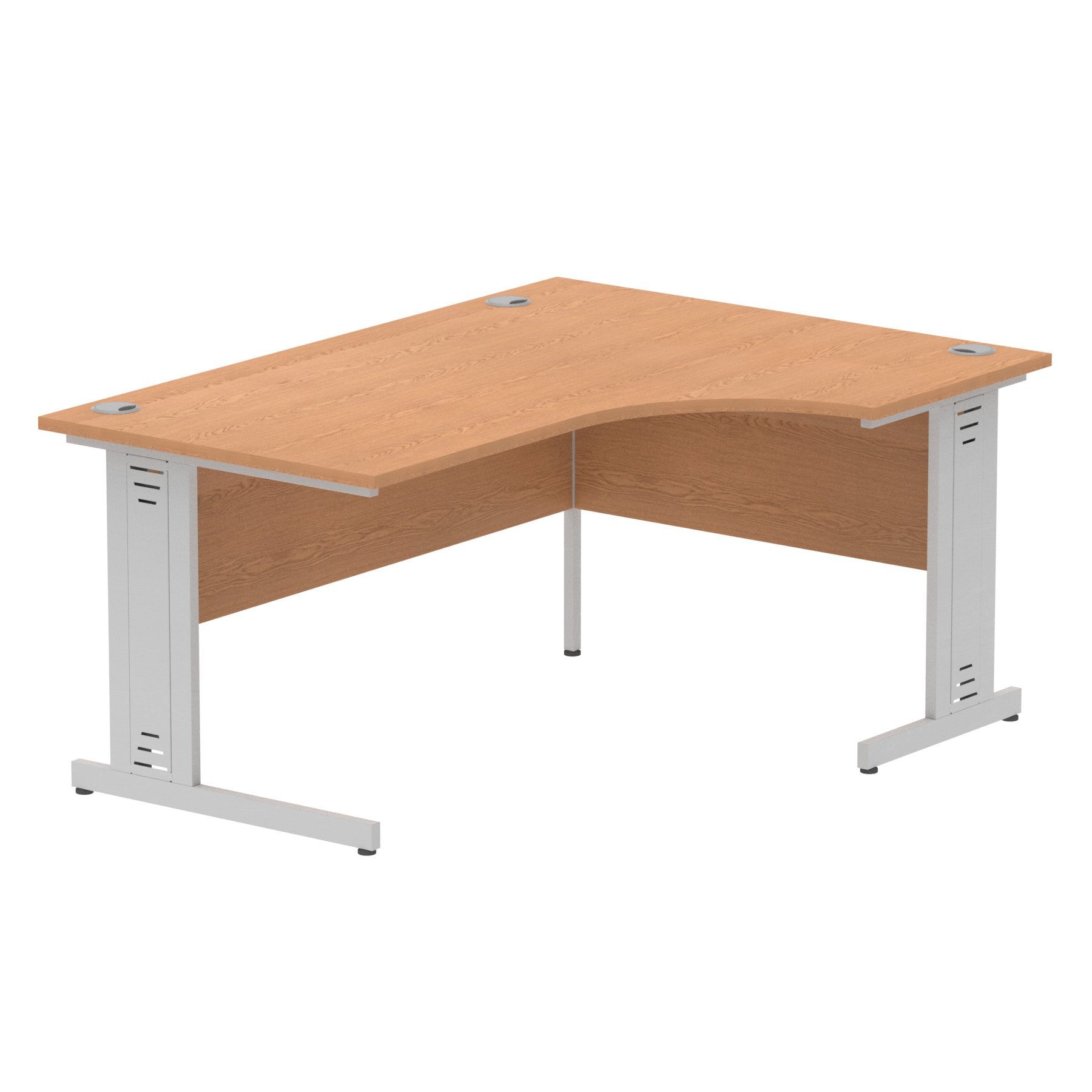 Dynamic Impulse 1600mm Left Crescent Desk Oak Top Silver Cable Managed Leg I000863 DD