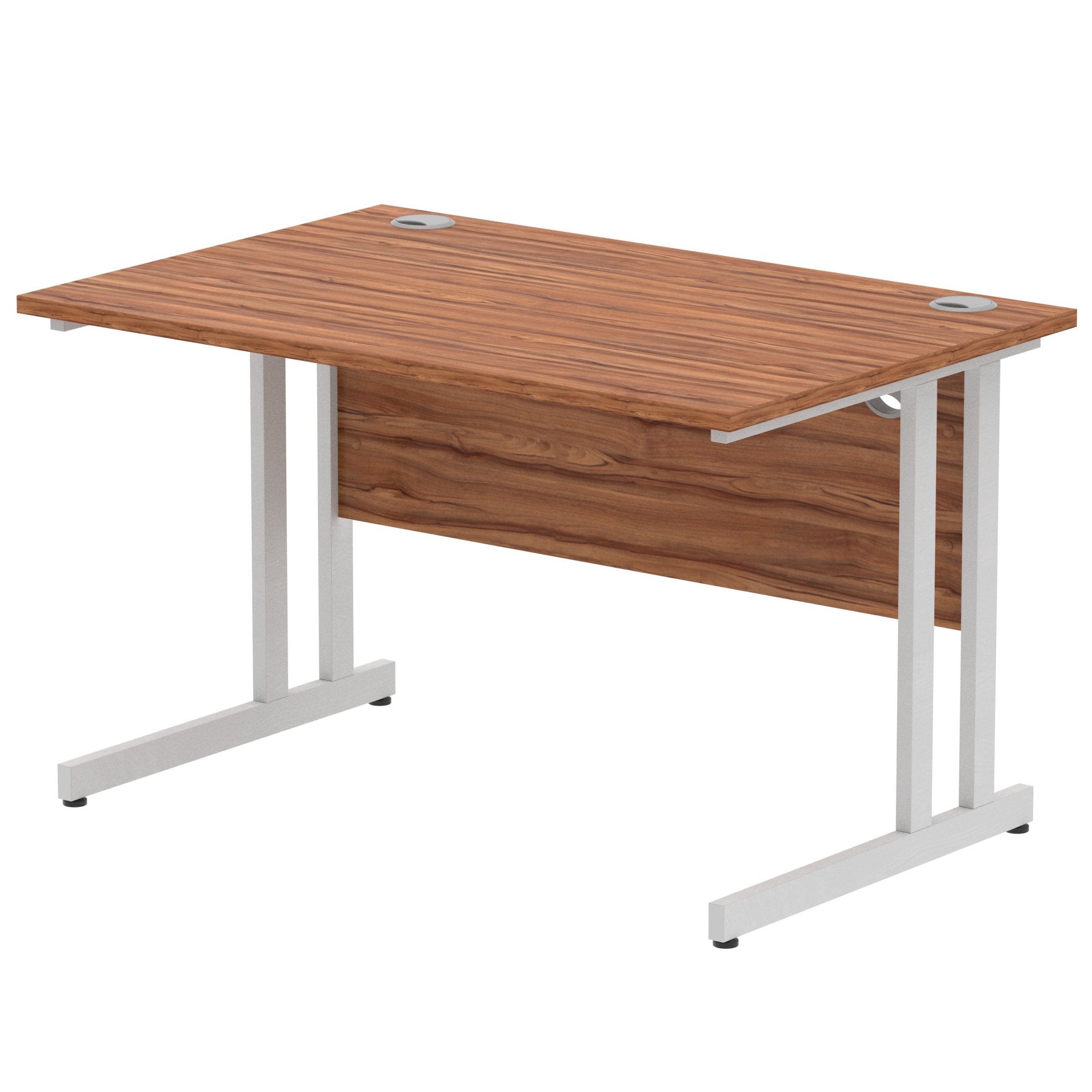 Impulse 1200 x 800mm Straight Desk Walnut Top Silver Cantilever Leg I000327 DD