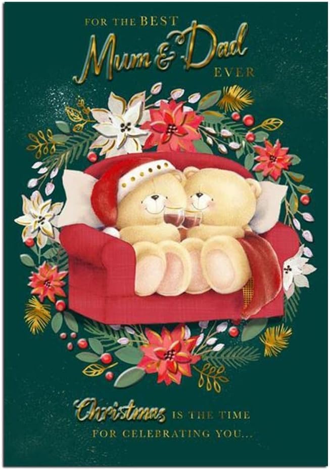 Christmas Greeting Card for Mum and Dad with Festive Seasonal Design and Heartfelt Wishes