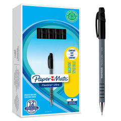 Paper Mate Flexgrip Ultra Ballpoint Pen 1.0mm Tip 0.4mm Line Black (Pack 12) - S0190113