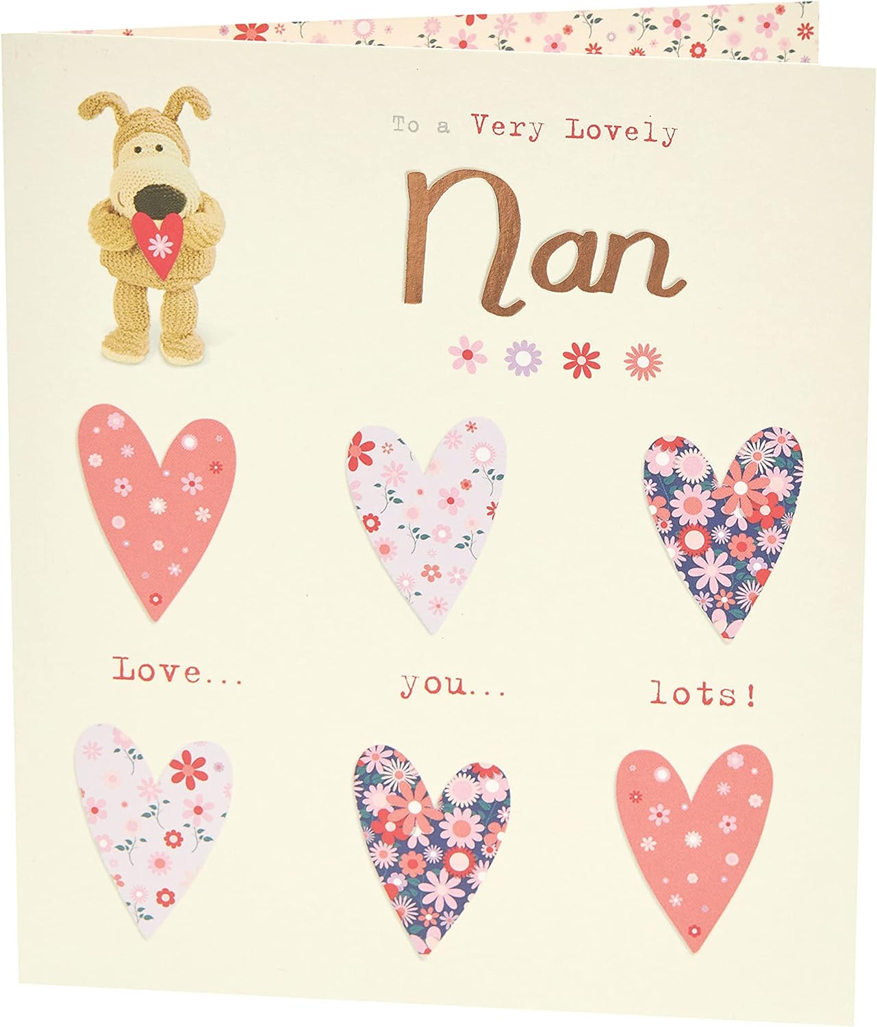 Boofle Birthday Card For Nan With Envelope - Cute Design Holding A Heart