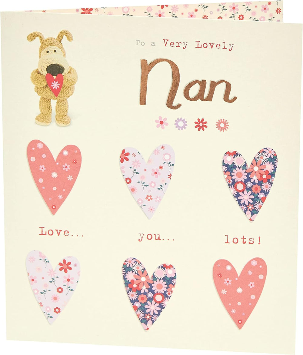 Boofle Birthday Card For Nan With Envelope - Cute Design Holding A Heart