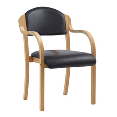 Nautilus Designs Tahara Stackable Conference/Visitor Chair With Arms Black Vinyl Padded Seat & Backrest and Beech Frame - DPA2050/A/BEBKV DD
