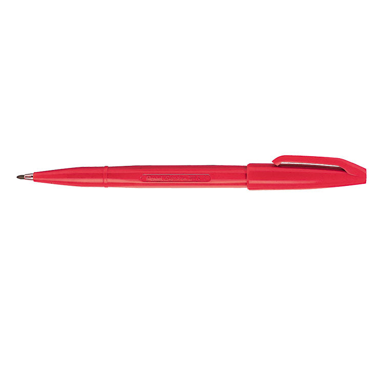 Pentel Original Sign Pen S520 Fibre Tip Pen 2mm Tip 1mm Line Red (Pack 12) - S520-B