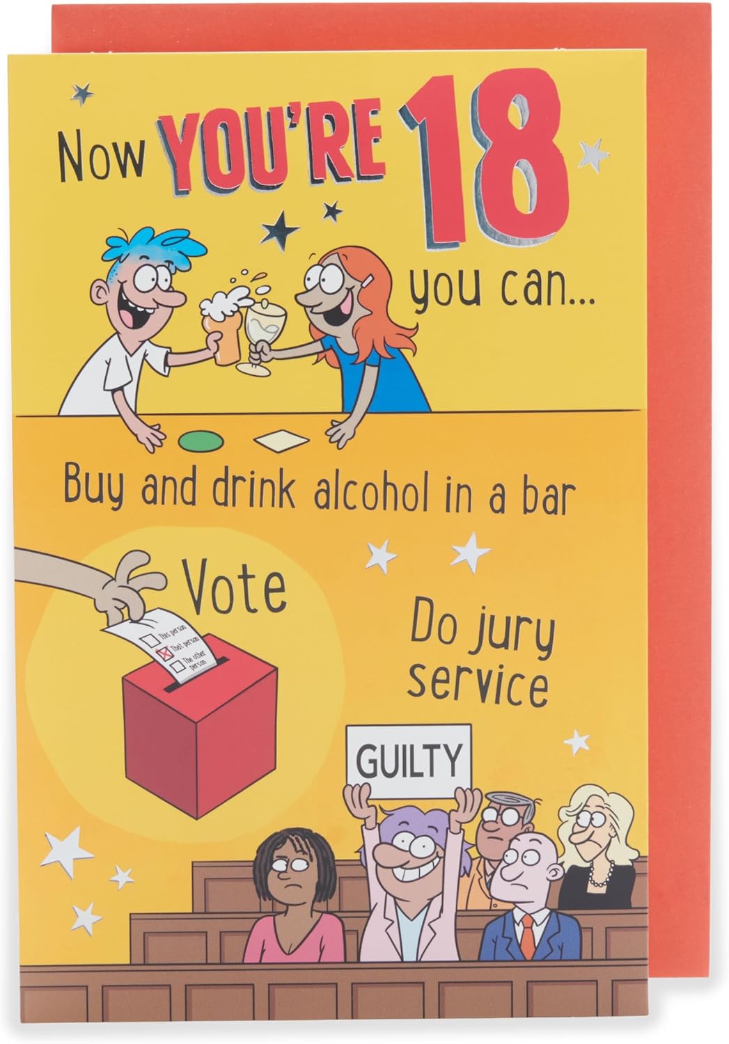 UK Greetings 18th Birthday Card for Him/Her/Friend - Witty Cartoon Design