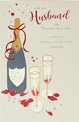 Husband Valentines Day Card With Envelope - Champagne Design