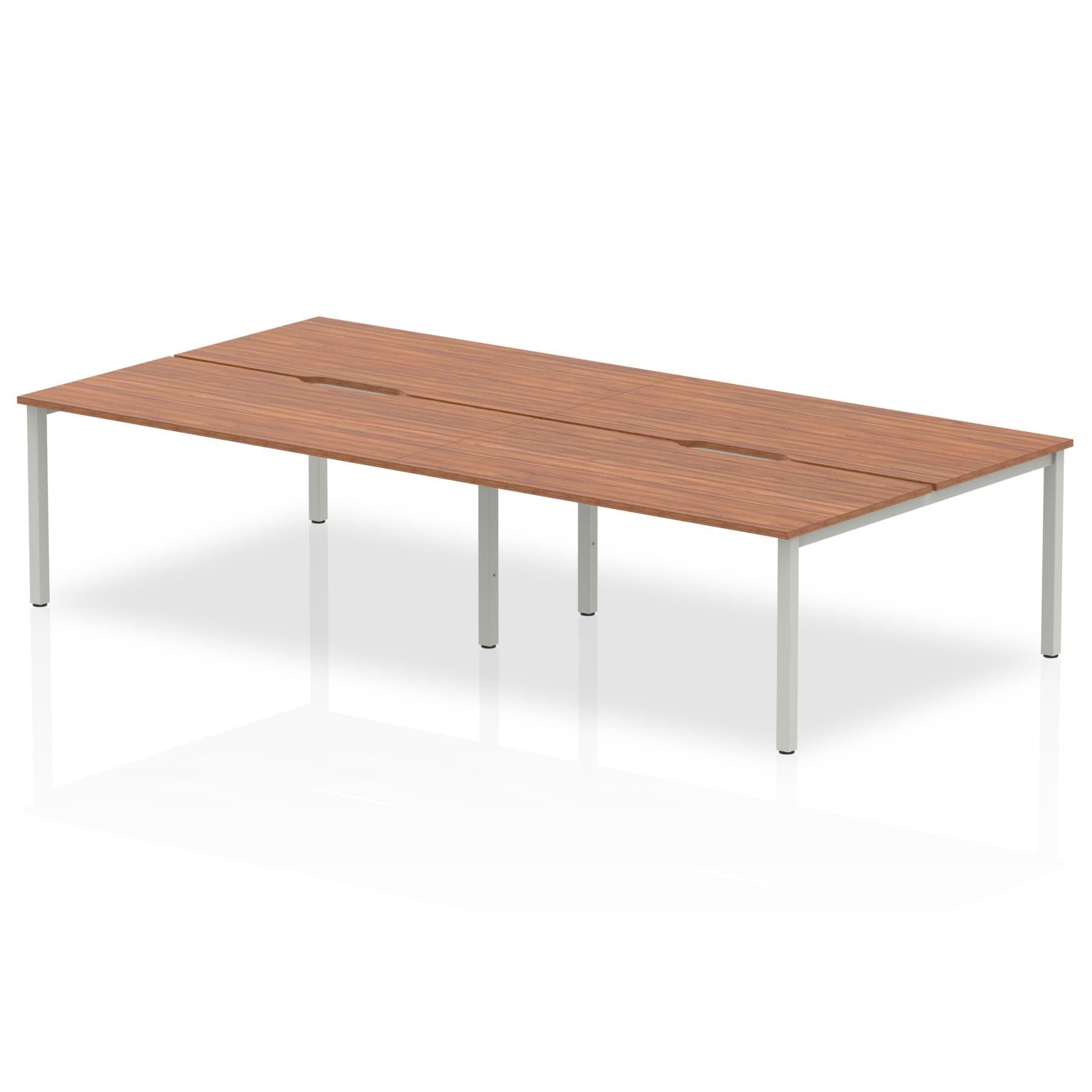 Evolve Plus 1600mm Back to Back 4 Person Desk Walnut Top Silver Frame BE247 DD