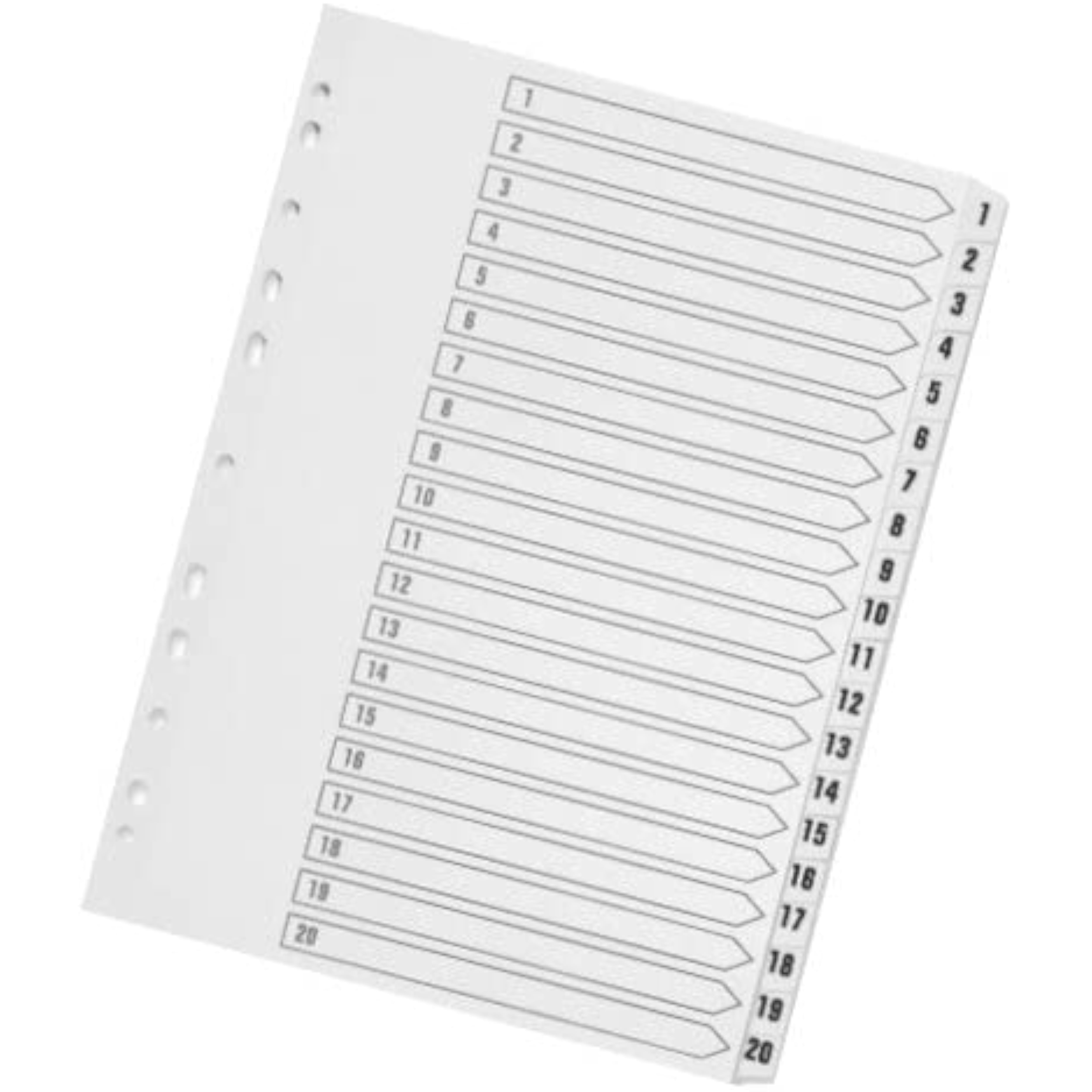 VW A4 Multi-punched 1-20 White Polypropylene Index – Bulk Wholesale UK