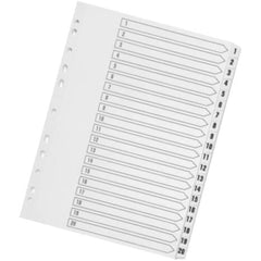 A4 Multi-punched 1-20 White Polypropylene Index
