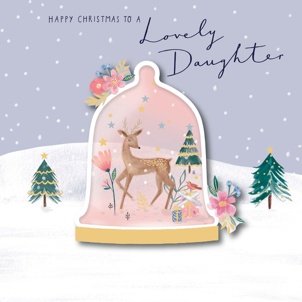 Daughter Deer in Bell Jar Pink Christmas Card