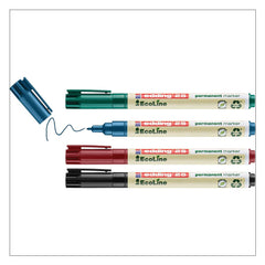 edding 25 EcoLine Permanent Marker Bullet Tip 1mm Line Assorted Colours (Pack 4) - 4-25-4