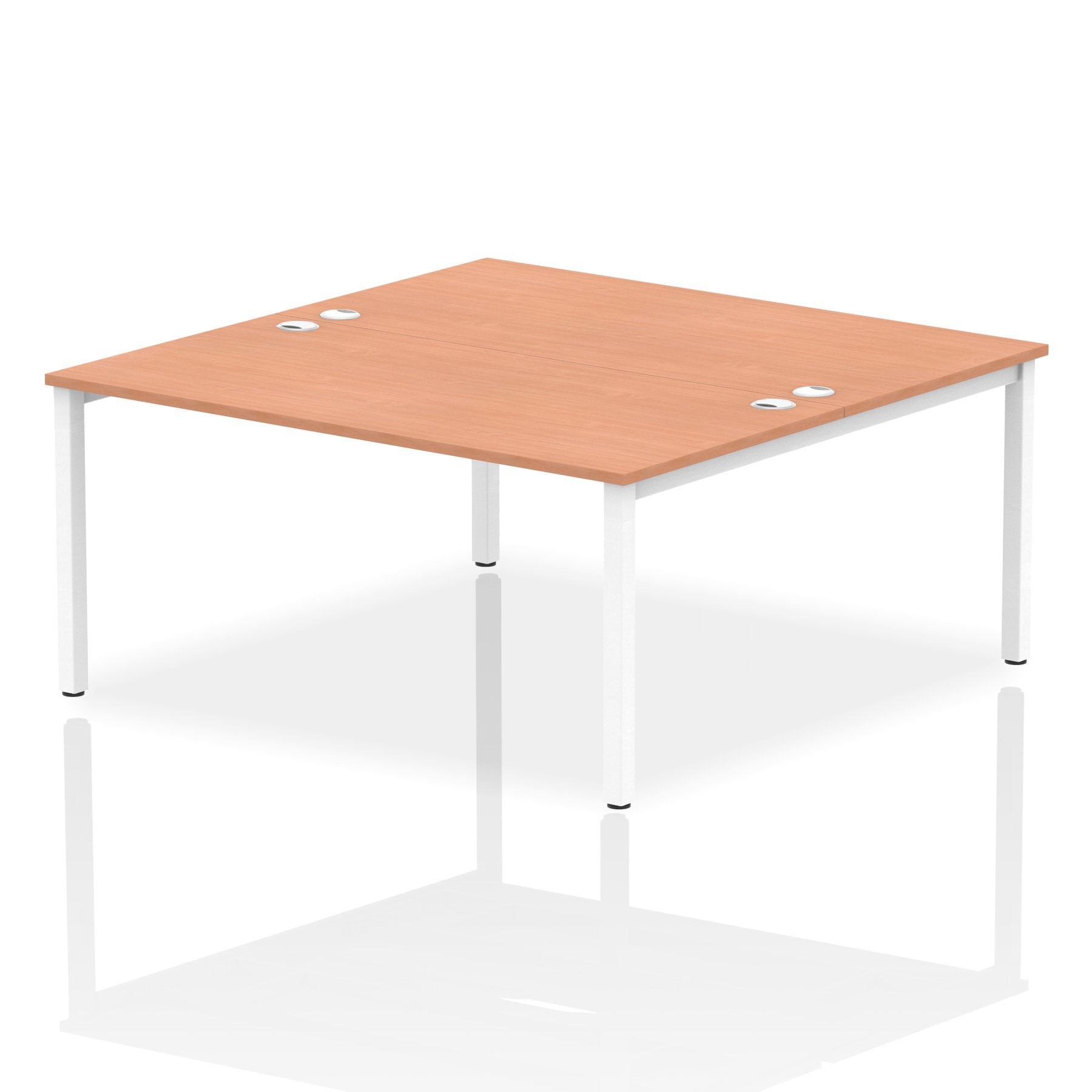 Impulse Back-to-Back 2 Person Bench Desk W1600 x D1600 x H730mm With Cable Ports Beech Finish White Frame - IB00130 DD