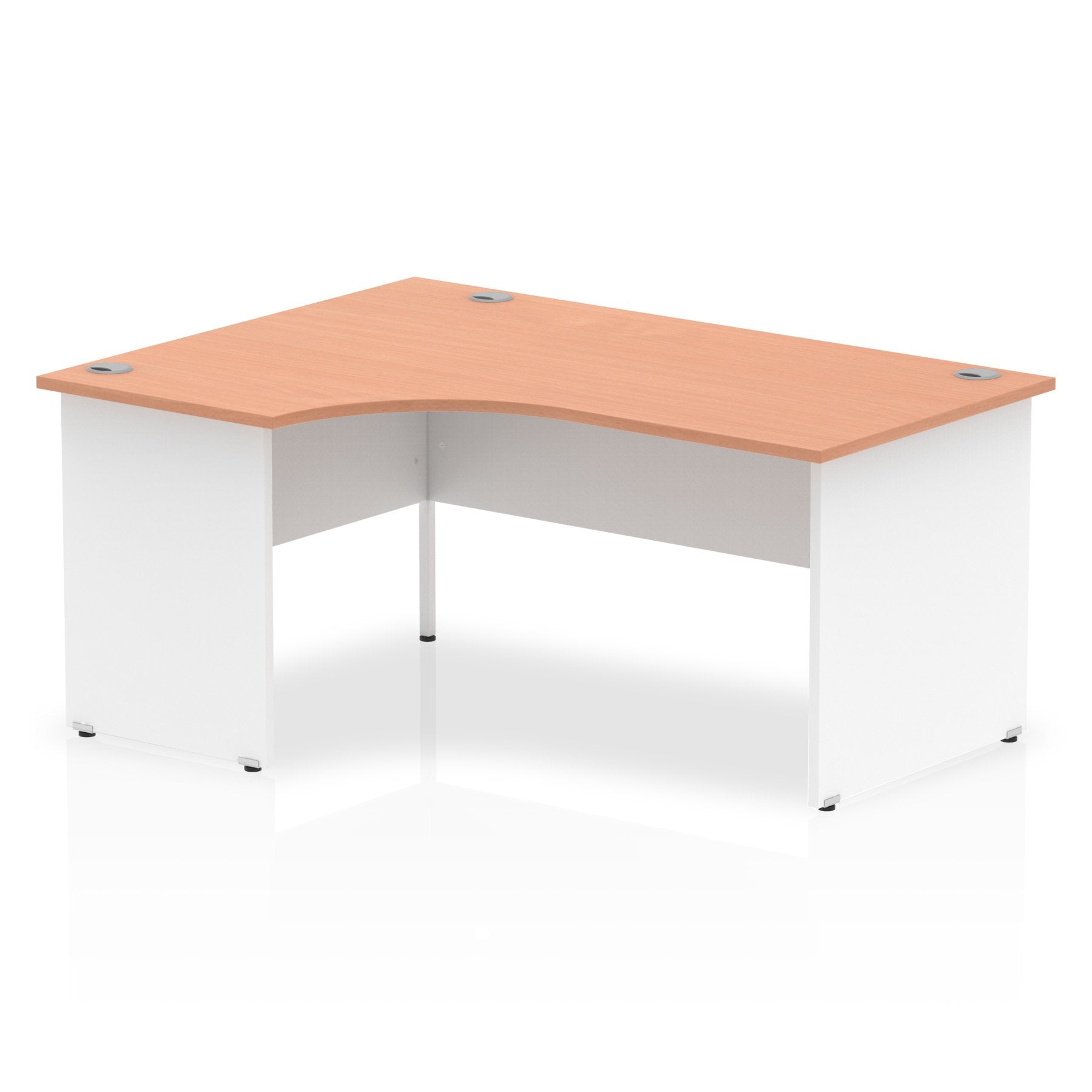 Dynamic Impulse 1600mm Left Crescent Desk Beech Top White Panel End Leg TT000027 DD