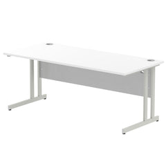 Impulse 1800 x 800mm Straight Desk White Top Silver Cantilever Leg I000308 DD