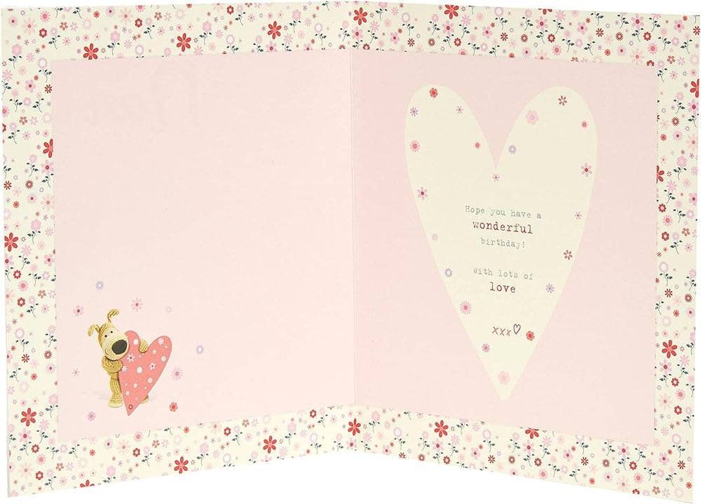 Boofle Birthday Card For Nan With Envelope - Cute Design Holding A Heart