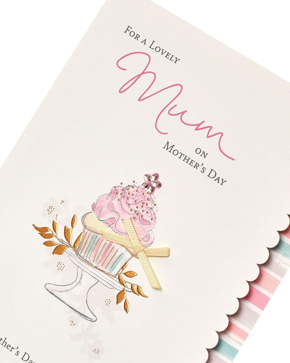 UK Greetings Mother's Day Card With Envelope - Cupcake Design, Pale