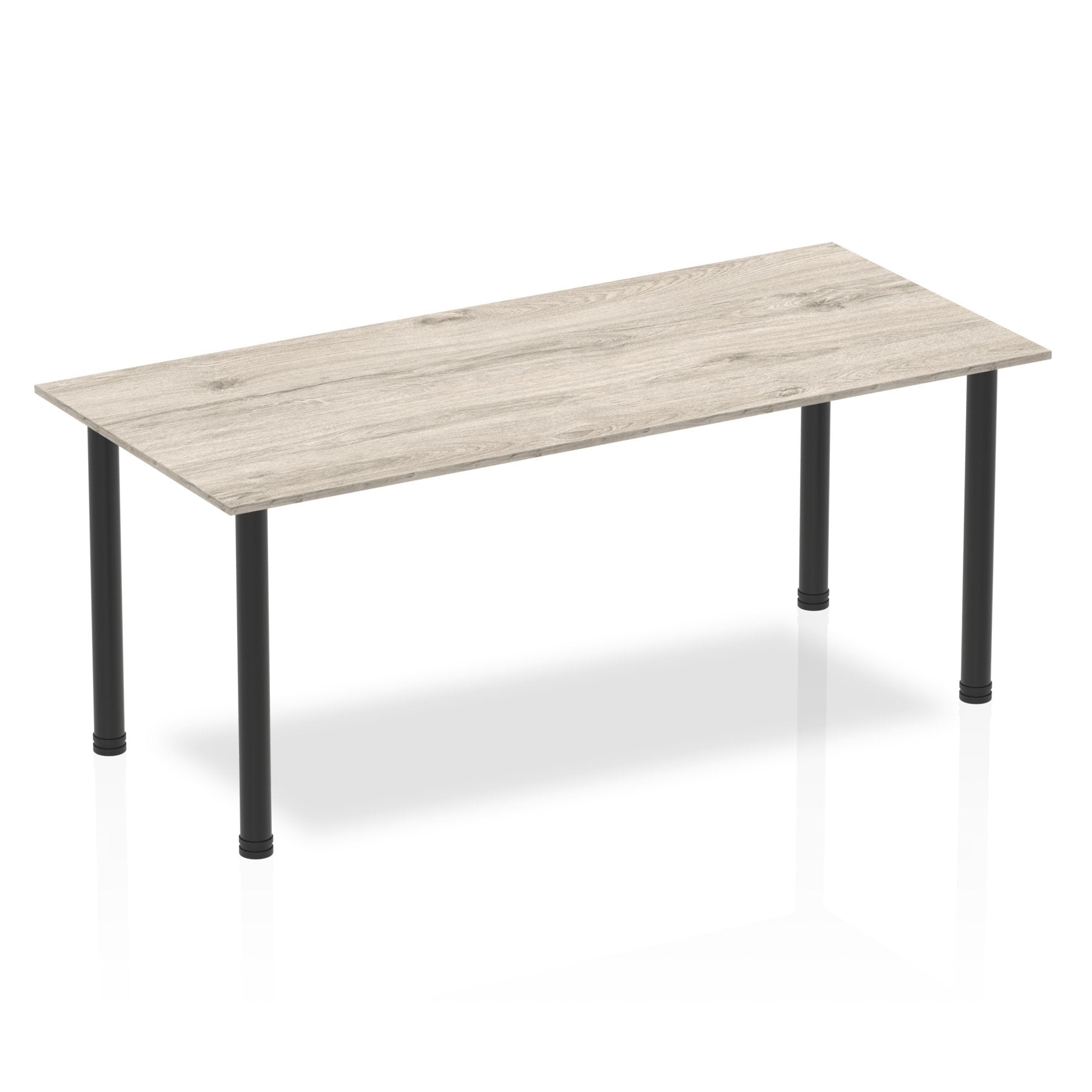 Dynamic Impulse 1800mm Straight Table Grey Oak Top Black Post Leg BF00401 DD