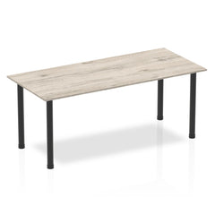 Dynamic Impulse 1800mm Straight Table Grey Oak Top Black Post Leg BF00401 DD