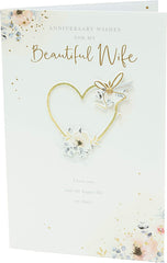 Beautiful Wife Delicate Floral Design Anniversary Card