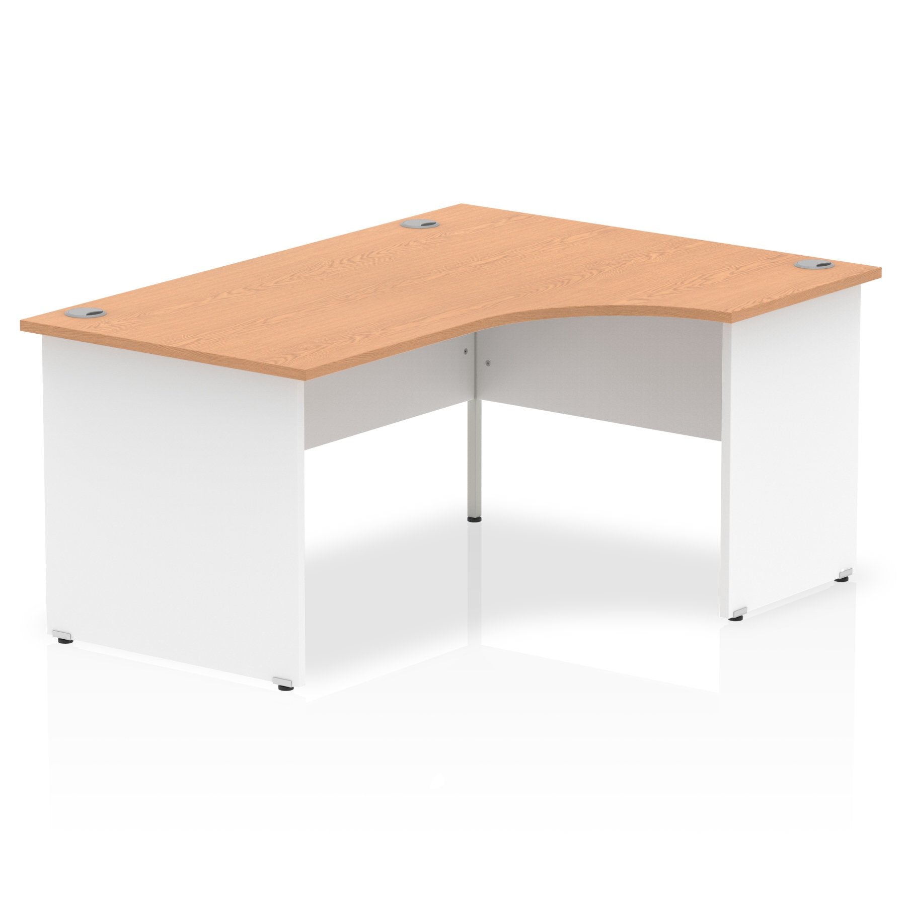 Dynamic Impulse 1600mm Right Crescent Desk Oak Top White Panel End Leg TT000041 DD