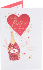 UK Greetings Valentine's Day Card For Partner - Champagne Design