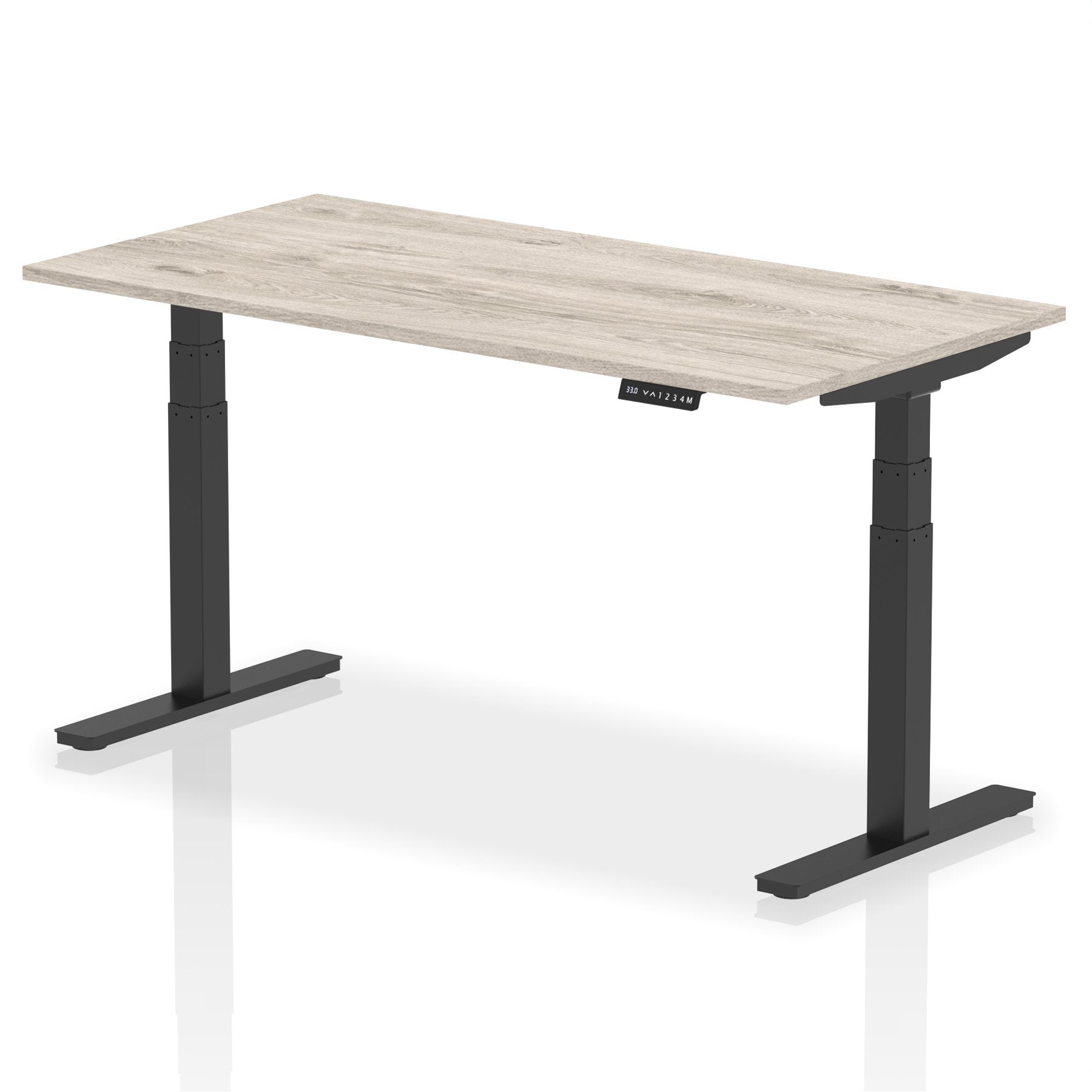 Dynamic Air 1600 x 800mm Height Adjustable Desk Grey Oak Top Black Leg HA01247 DD