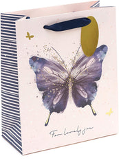 Pink and Purple Butterfly Design Medium Gift Bag