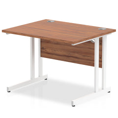 Impulse 1000 x 800mm Straight Desk Walnut Top White Cantilever Leg MI001904 DD
