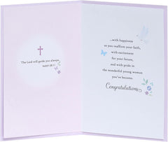 Baby Pink Design Confirmation Card For Girl