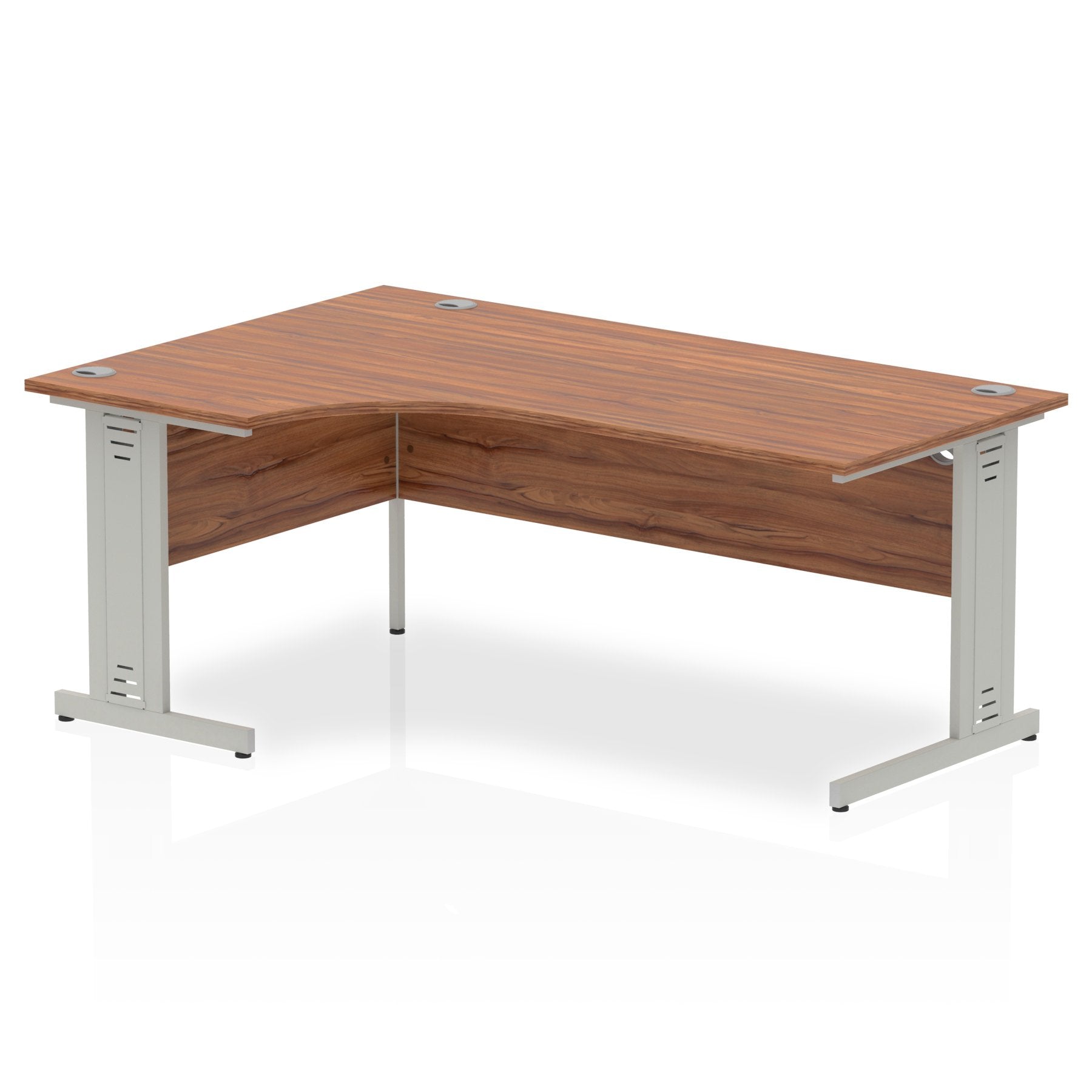 Dynamic Impulse 1800mm Left Crescent Desk Walnut Top Silver Cable Managed Leg I000512 DD