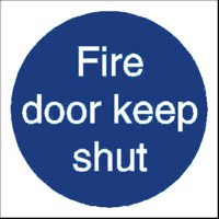SECO Mandatory Safety Sign Fire Door Keep Shut Self Adhesive Vinyl 100 x 100mm - M014SAV-100X100