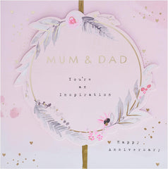 Anniversary Card for Mum and Dad - Contemporary Floral Text Design